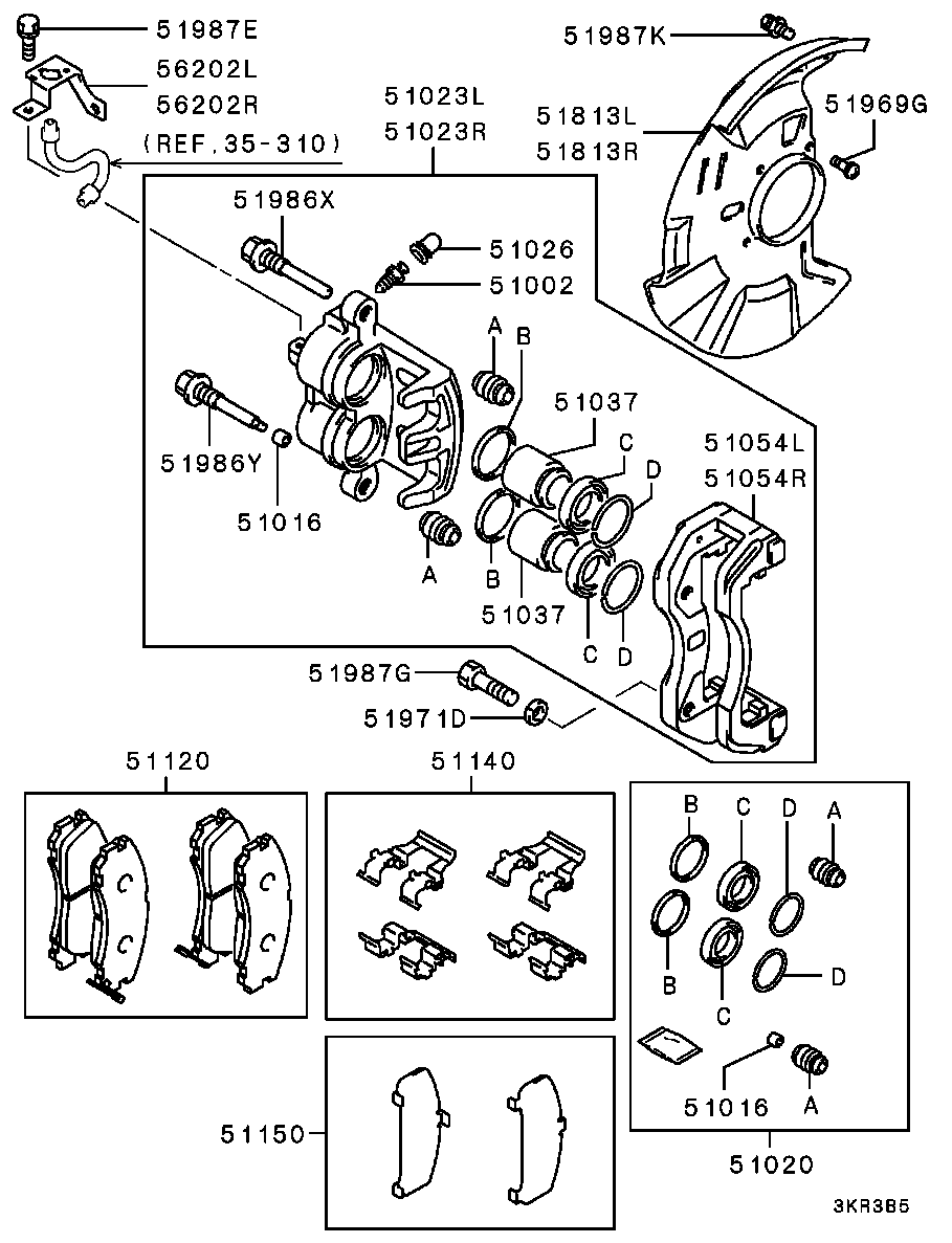 Mitsubishi MN102608 - Тормозные колодки, дисковые, комплект unicars.by