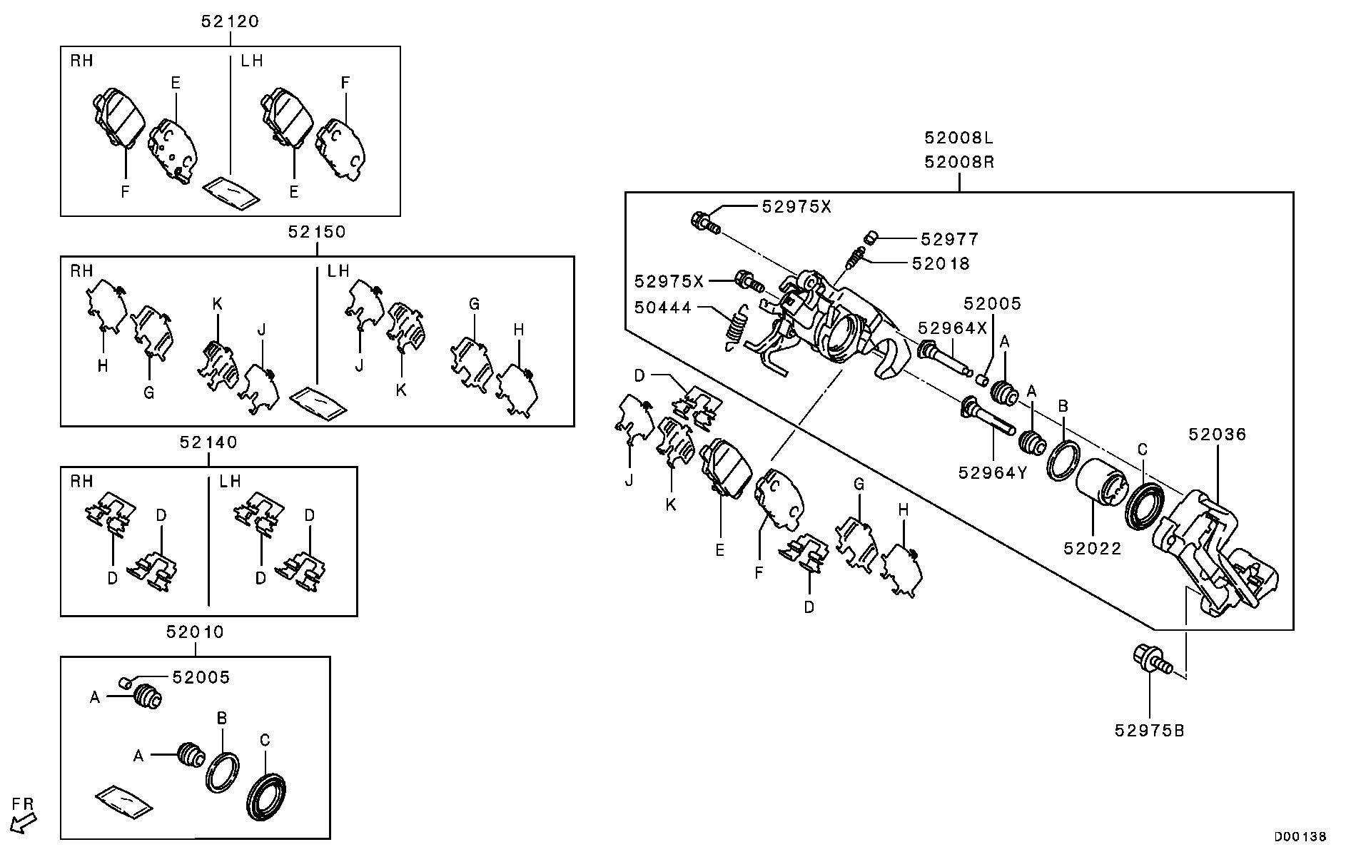 Mitsubishi 4605B070 - Тормозные колодки, дисковые, комплект unicars.by