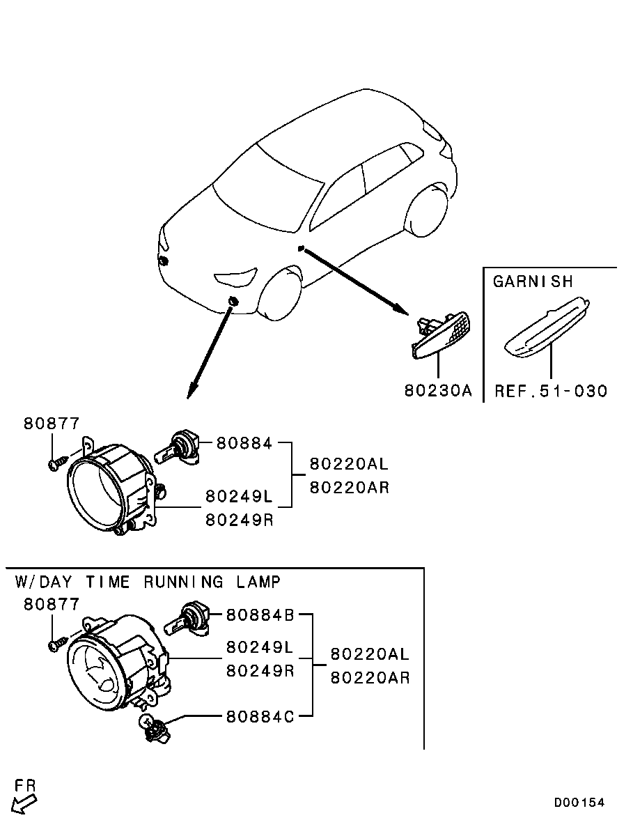 Mitsubishi MS820980 - Лампа накаливания, противотуманная фара unicars.by