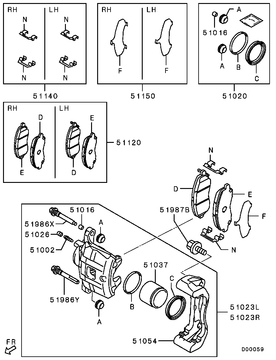 Jeep 4605A261 - Тормозные колодки, дисковые, комплект unicars.by