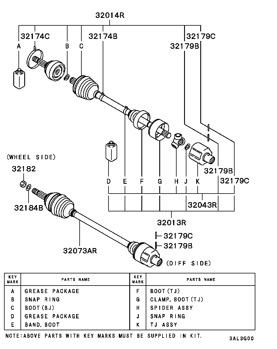 Mitsubishi MR911574 - Шарнирный комплект, ШРУС, приводной вал unicars.by