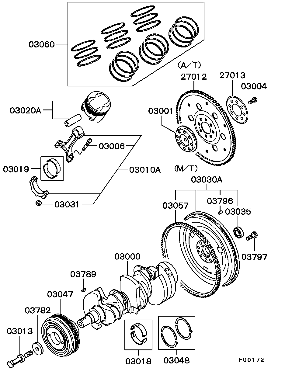 Mitsubishi MD301803 - Комплект поршневых колец unicars.by