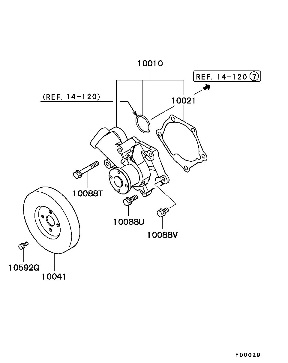 Mitsubishi 1300A066 - Водяной насос unicars.by