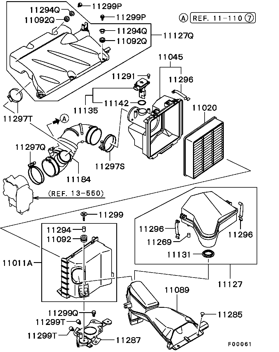 Mitsubishi MR 552951 - Воздушный фильтр, двигатель unicars.by