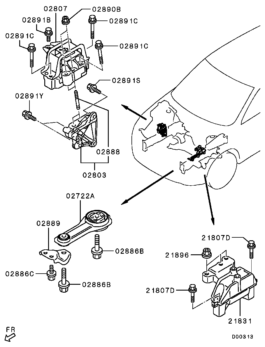 Mitsubishi 1092A223 - Подушка, опора, подвеска двигателя unicars.by