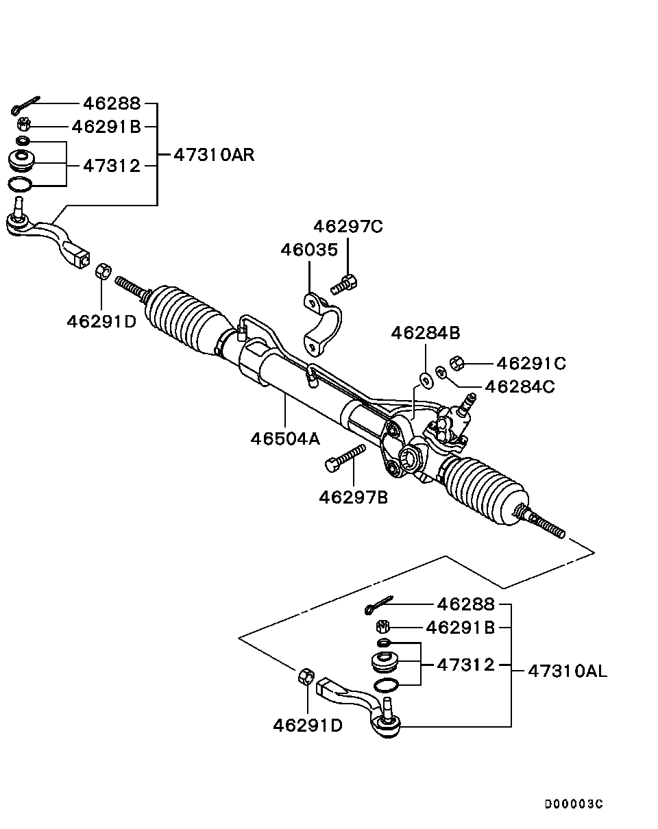 Mitsubishi MR 374 892 - Рулевой механизм, рейка unicars.by