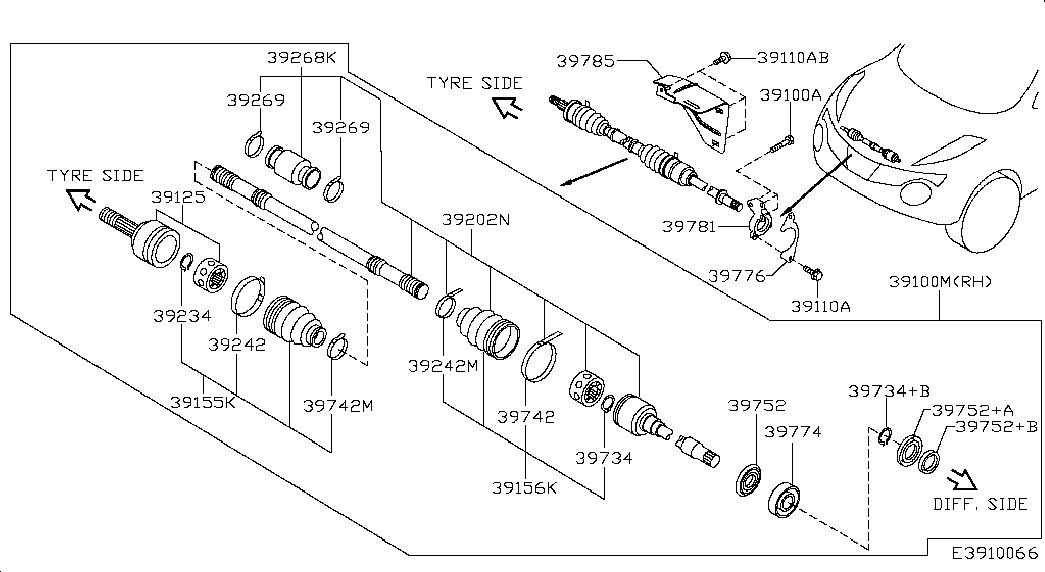 NISSAN C9211-1KB0B - Шарнирный комплект, ШРУС, приводной вал unicars.by