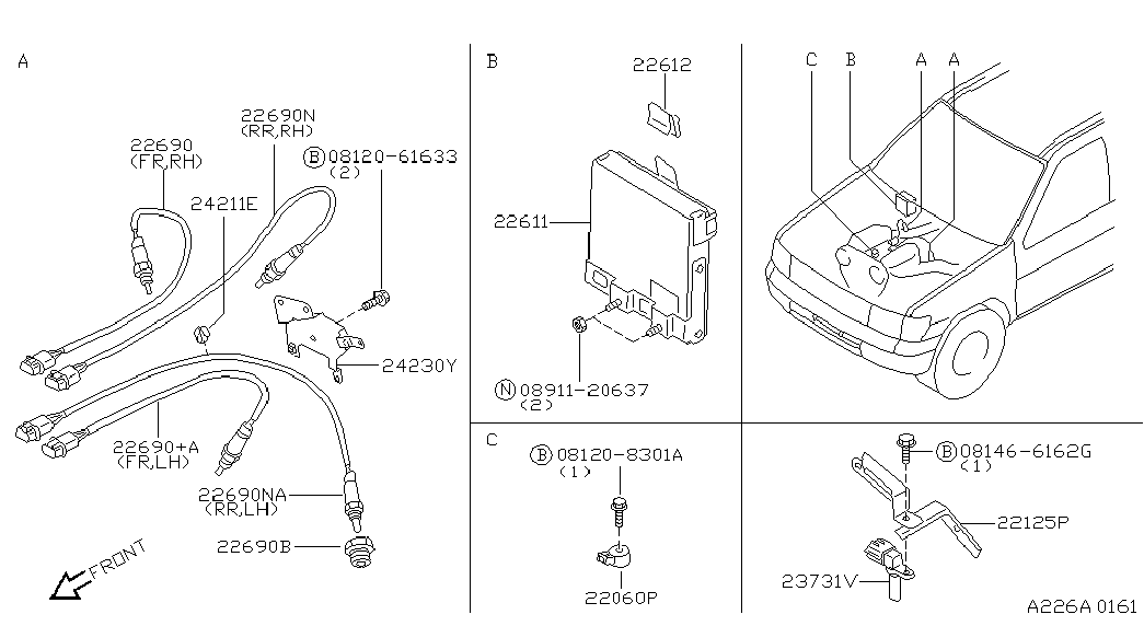 NISSAN 226A10W000 - Лямбда-зонд, датчик кислорода unicars.by