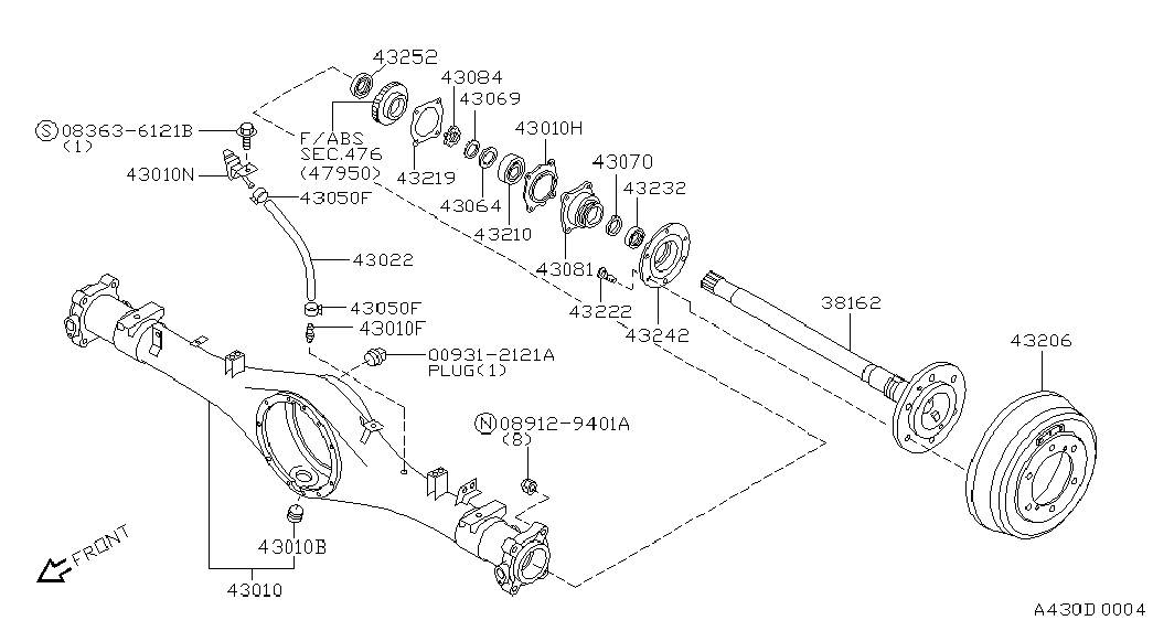 NISSAN 43210-42G10 - Комплект подшипника ступицы колеса unicars.by