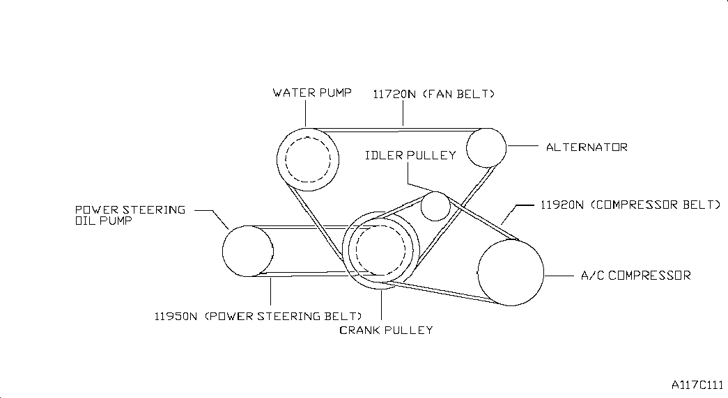 NISSAN 11950-VB300 - Клиновой ремень, поперечные рёбра unicars.by