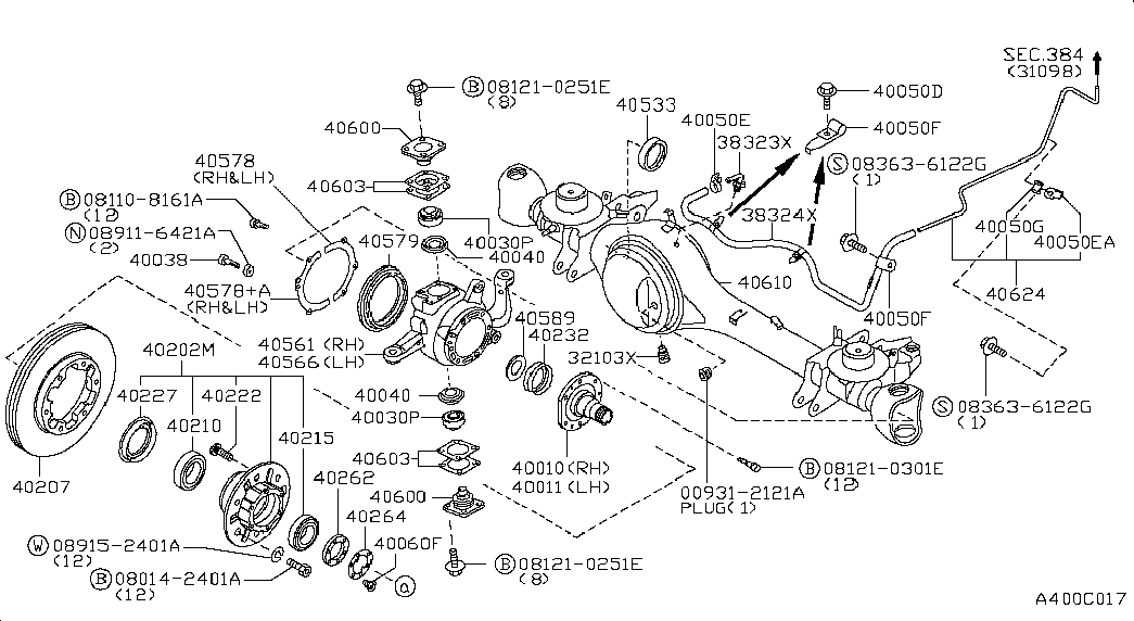 NISSAN 40040-01J00 - Ремкомплект, поворотный кулак unicars.by