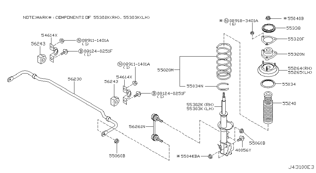 NISSAN 56261-50J00 - Тяга / стойка, стабилизатор unicars.by