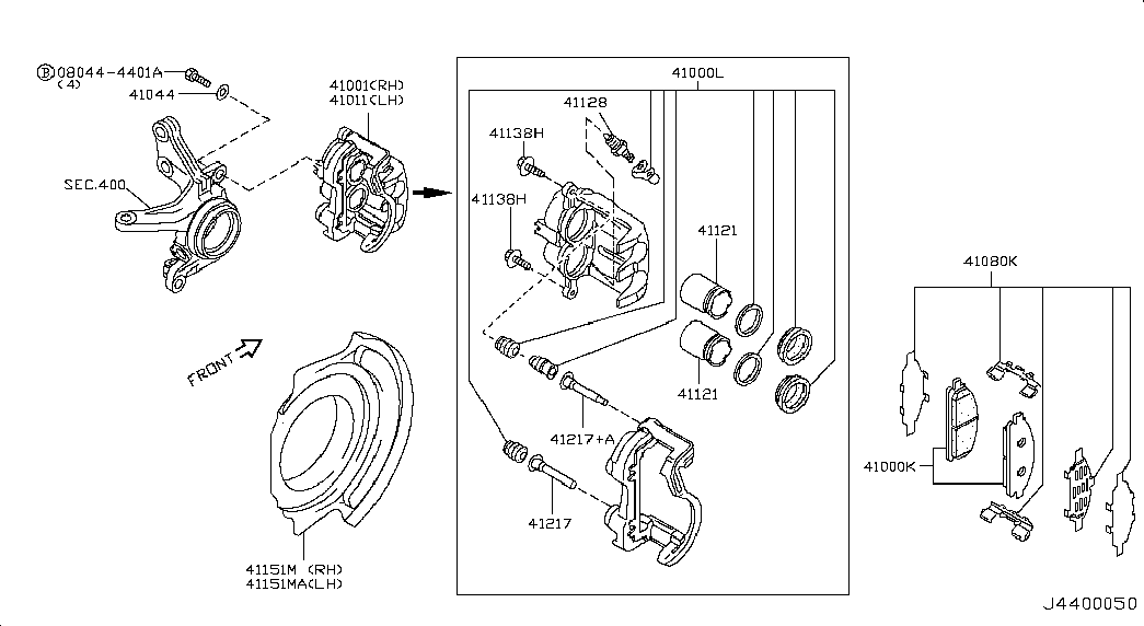 Infiniti 410608H386 - Тормозные колодки, дисковые, комплект unicars.by