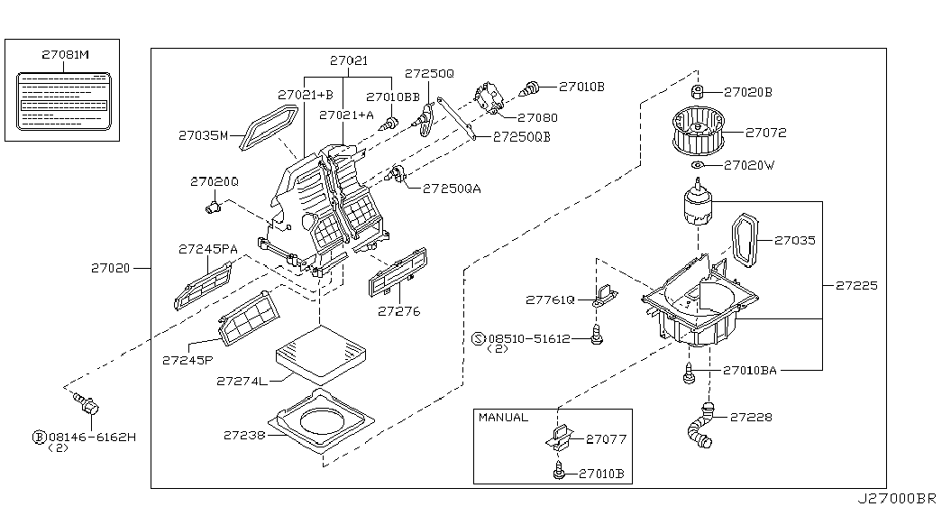 NISSAN 272764M401 - Фильтр воздуха в салоне unicars.by