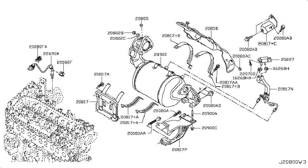 NISSAN 2082700Q0G - Датчик, давление выхлопных газов unicars.by