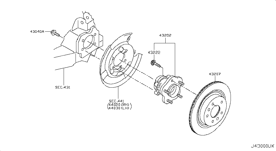 NISSAN 43202-4CE0A - Комплект подшипника ступицы колеса unicars.by