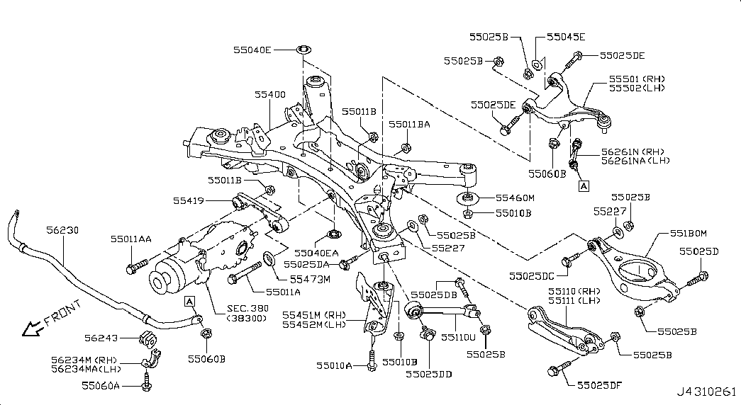 NISSAN 55501-3JA0A - Сайлентблок, рычаг подвески колеса unicars.by