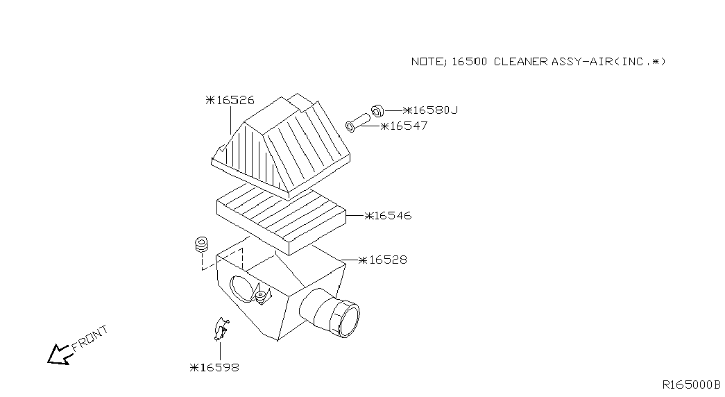 NISSAN 16546-V0110 - Воздушный фильтр, двигатель unicars.by