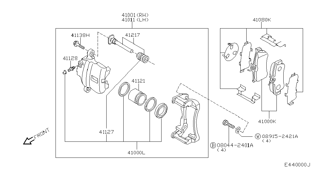 NISSAN 41060-BM525 - Тормозные колодки, дисковые, комплект unicars.by