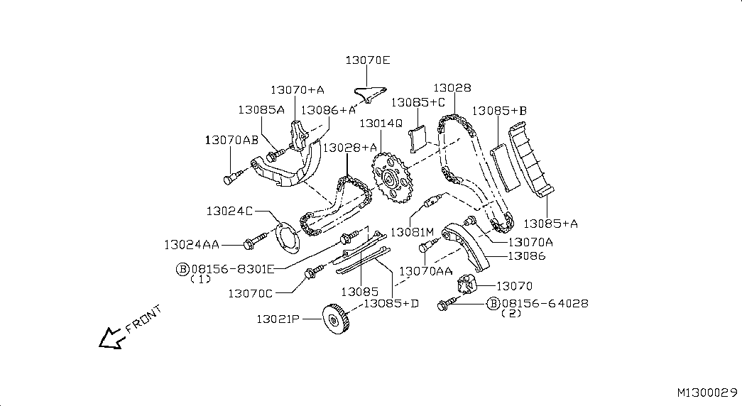 NISSAN 13021-EB305 - Комплект цепи привода распредвала unicars.by