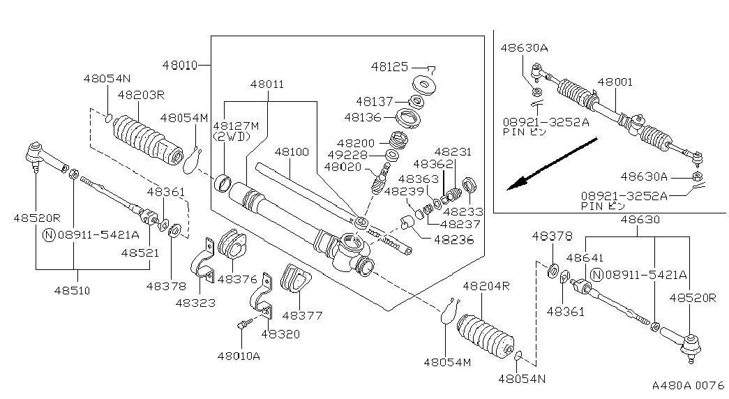 NISSAN 48510-53A26 - Наконечник рулевой тяги, шарнир unicars.by