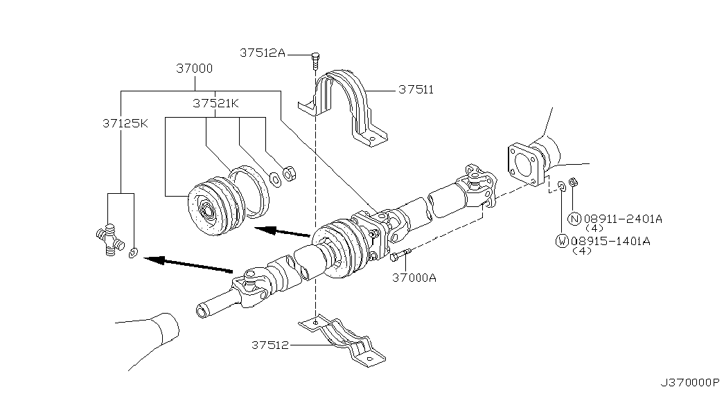 NISSAN 37000-VK005 - Карданный шарнир с крестовиной unicars.by