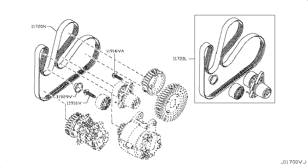 NISSAN 11720-00Q3N - Ролик, поликлиновый ремень unicars.by