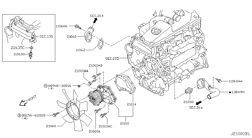 NISSAN 21200-2W202 - Термостат охлаждающей жидкости / корпус unicars.by