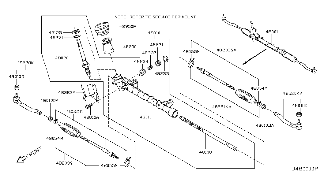 NISSAN 48640-3U025 - Наконечник рулевой тяги, шарнир unicars.by