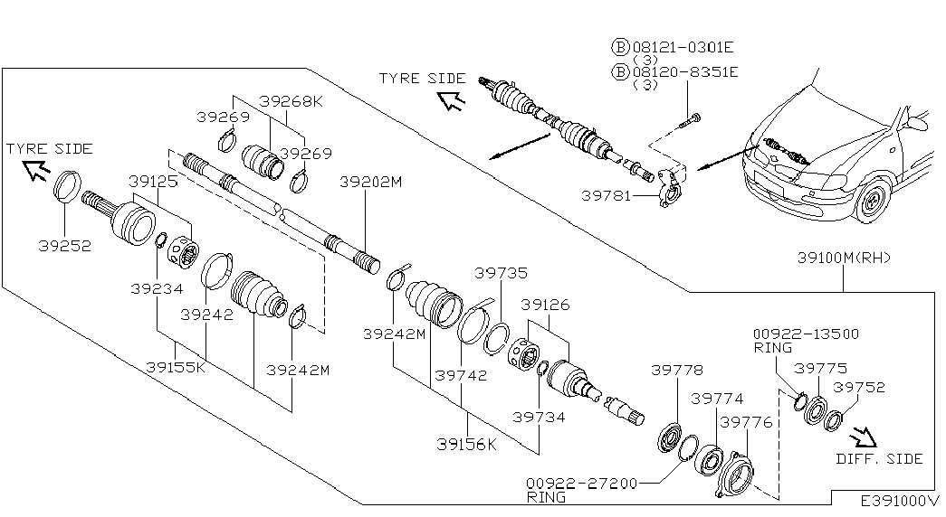 NISSAN 392419E025 - Пыльник, приводной вал unicars.by