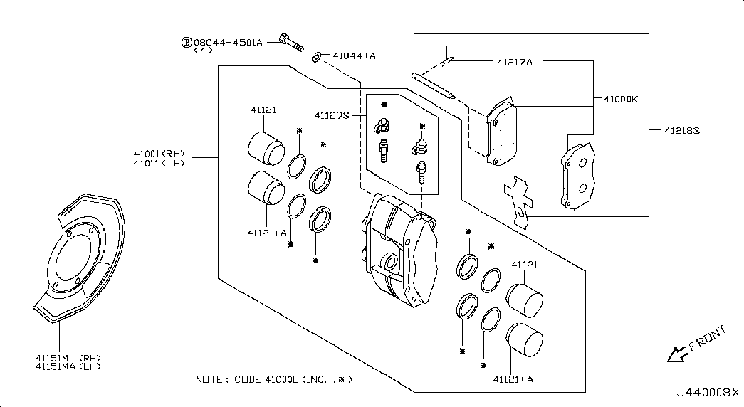 NISSAN D10F0CD028 - Тормозные колодки, дисковые, комплект unicars.by