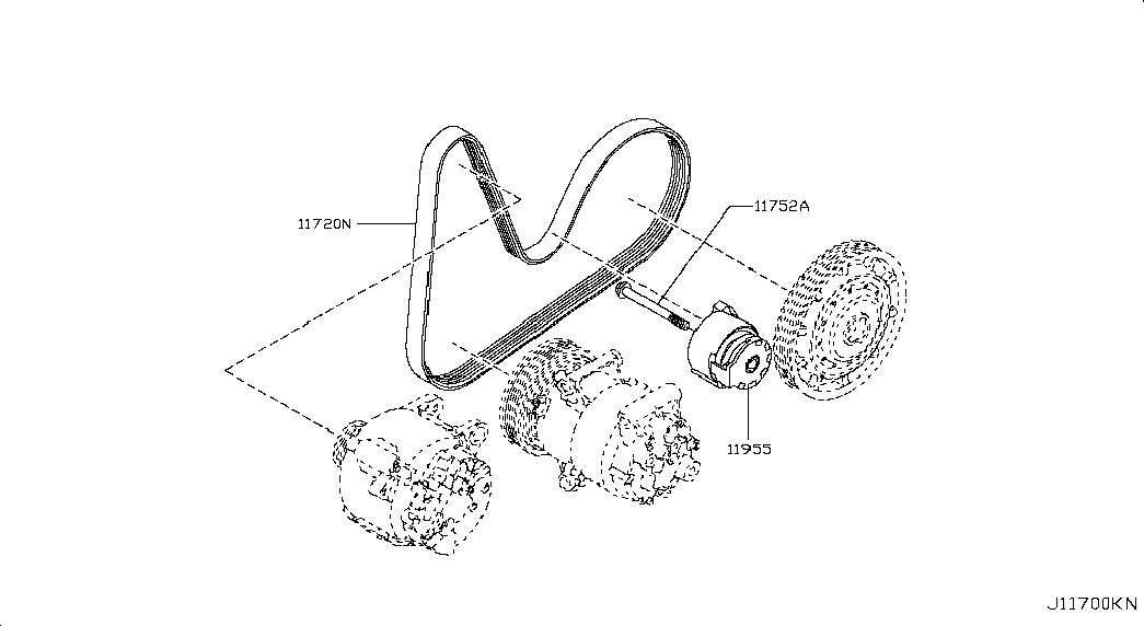 Infiniti 11750-00Q1D - Натяжитель, поликлиновый ремень unicars.by