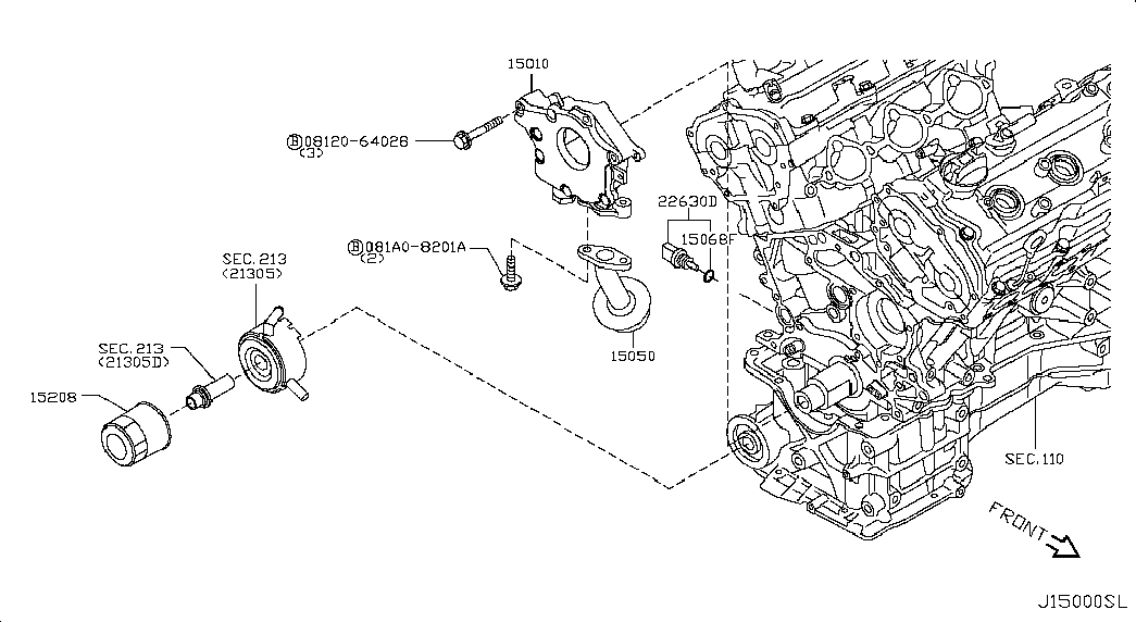 NISSAN 15208-65F0A - Масляный фильтр unicars.by