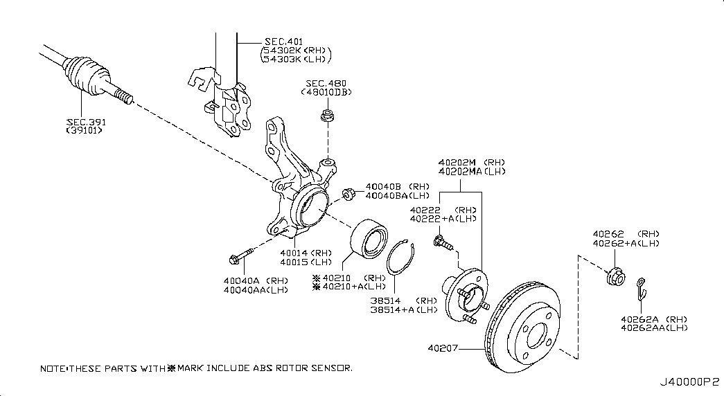 NISSAN 40214-AX000 - Комплект подшипника ступицы колеса unicars.by