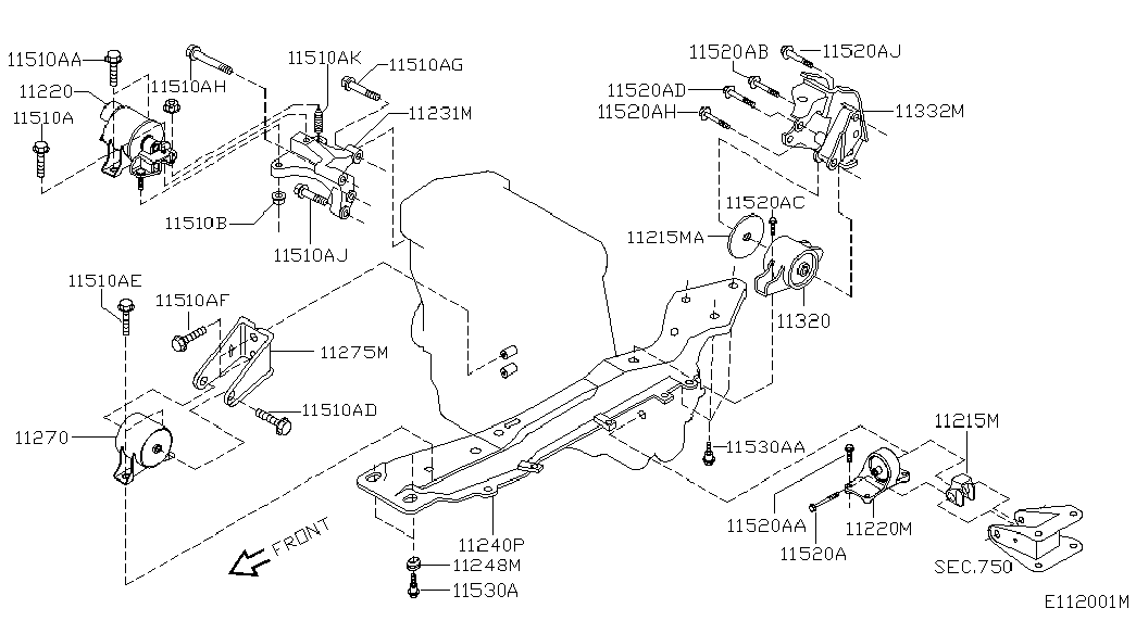 NISSAN 11270-BU000 - Подушка, опора, подвеска двигателя unicars.by