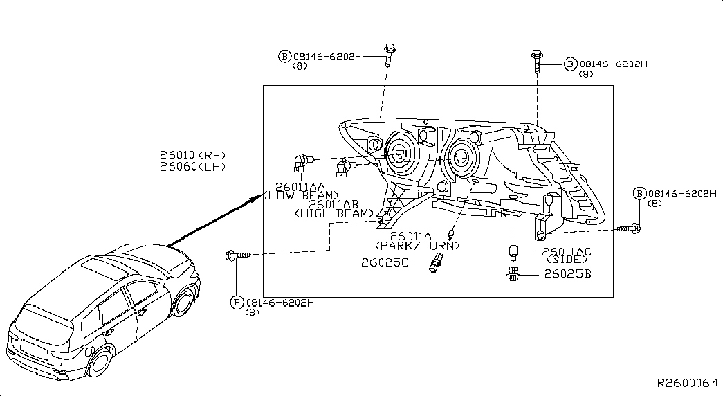 NISSAN 26296-89905 - Лампа накаливания, противотуманная фара unicars.by