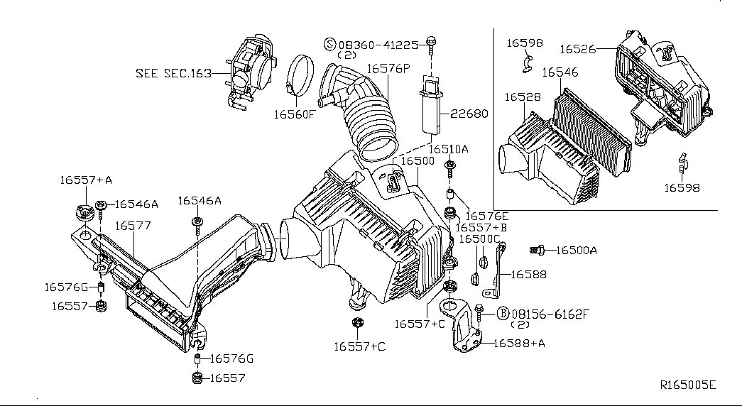 Subaru 165460Z000 - Воздушный фильтр, двигатель unicars.by