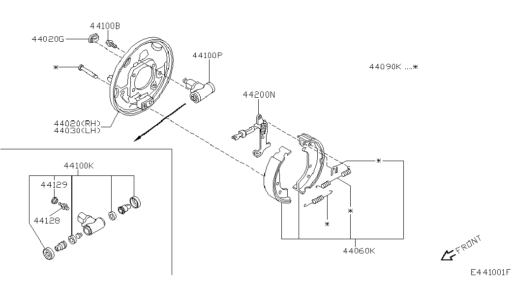 NISSAN 44060-AX625 - Комплект тормозных колодок, барабанные unicars.by