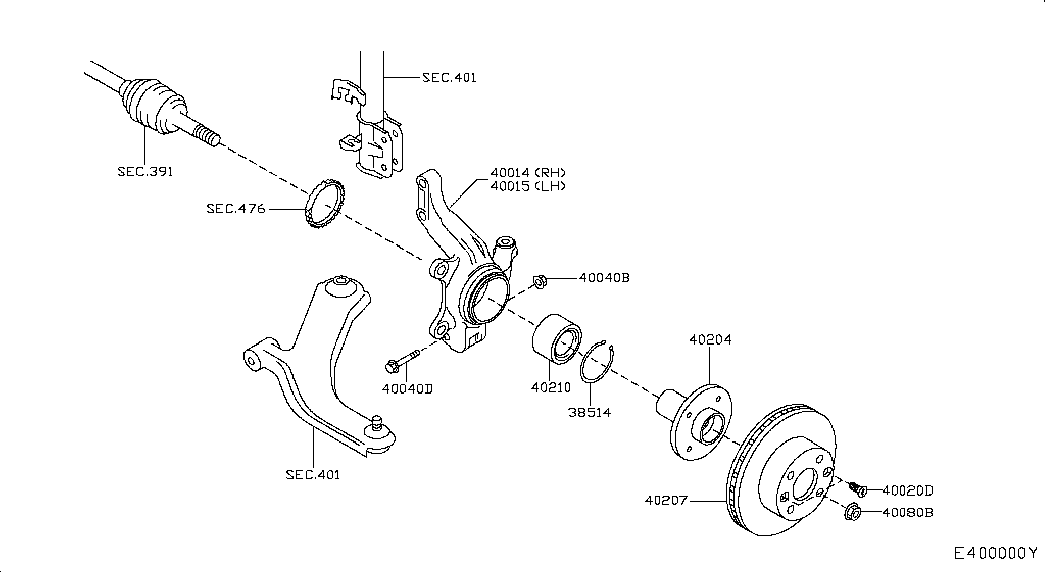 NISSAN 4021401E10 - Комплект подшипника ступицы колеса unicars.by