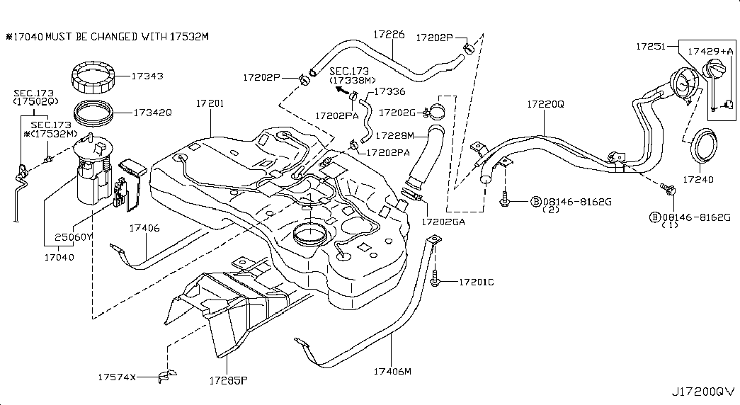 NISSAN 17040-9Y000 - Топливный фильтр unicars.by