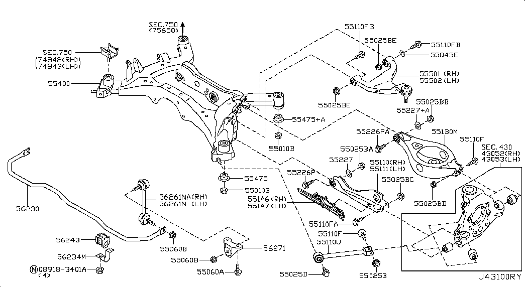 NISSAN 55501-9Y000 - Сайлентблок, рычаг подвески колеса unicars.by