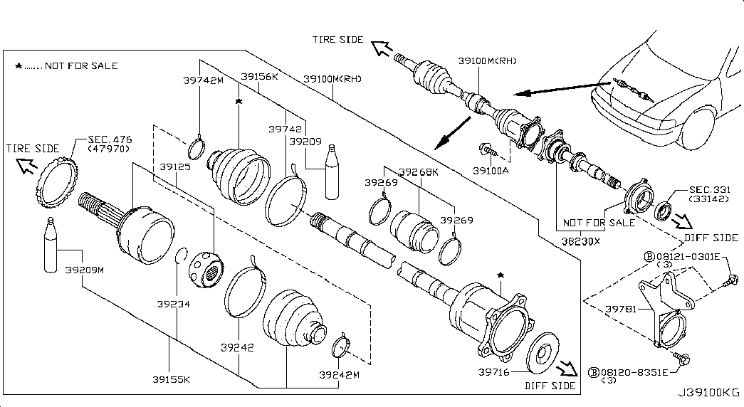 NISSAN 39241-5V127 - Пыльник, приводной вал unicars.by