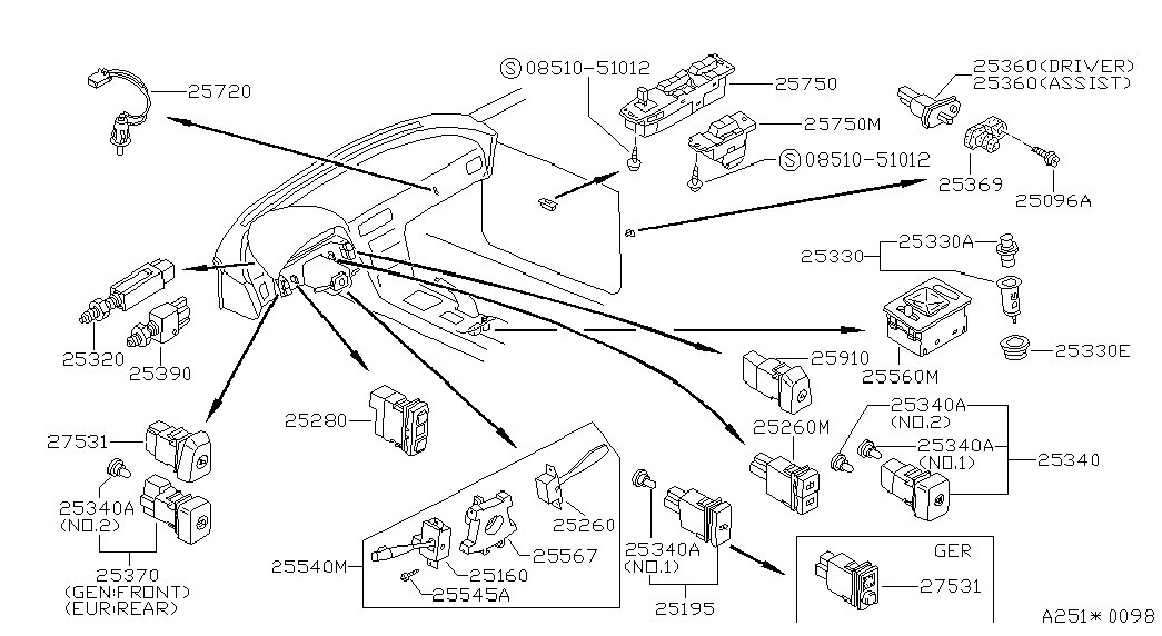 NISSAN 25320-75A00 - Выключатель фонаря сигнала торможения unicars.by