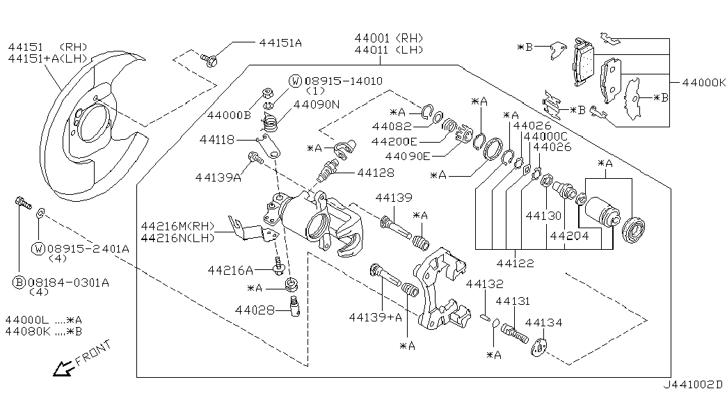 Infiniti 440604U090 - Тормозные колодки, дисковые, комплект unicars.by