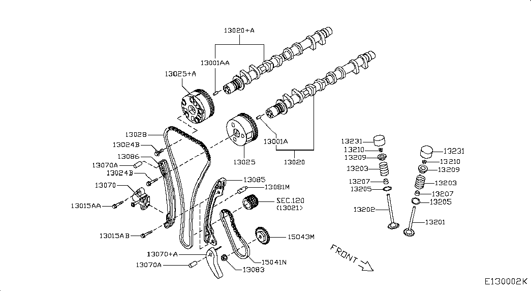 NISSAN 13070-1HC0A - Комплект цепи привода распредвала unicars.by