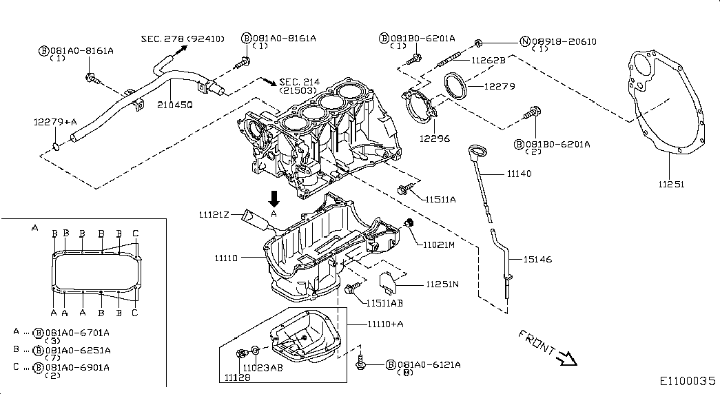 NISSAN 11128-BX00A - Резьбовая пробка, масляный поддон unicars.by