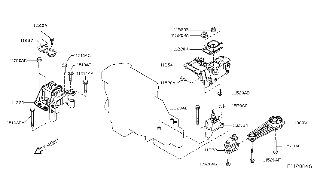 NISSAN 11220-JD22B - Подвеска, ступенчатая коробка передач unicars.by