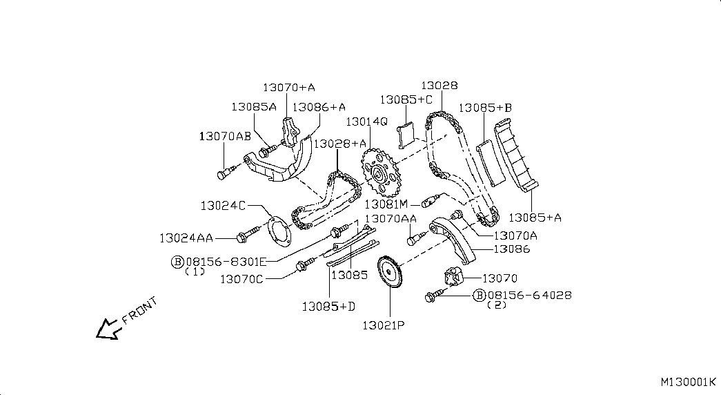 NISSAN 13028-EB300 - Комплект цепи привода распредвала unicars.by