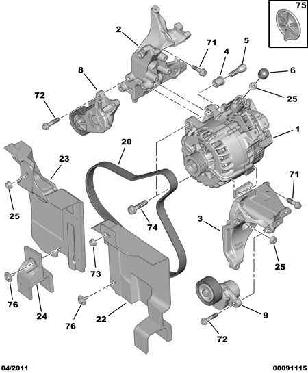 CITROËN/PEUGEOT 96 772 795 80 - Натяжитель, поликлиновый ремень unicars.by