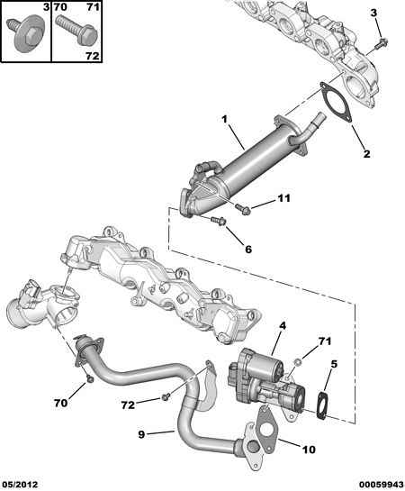 CITROËN/PEUGEOT 1618.R6 - Комплект прокладок, AGR-система unicars.by